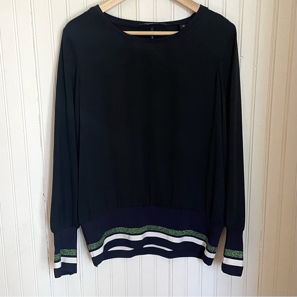 Scotch and Soda Black Sporty Blouse with Glitter Stripe Elastic - Picture 1 of 6